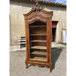 Bibliothèque vitrine de style Louis XV et n noyér d epoque XIXE siècle 