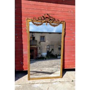 Miroir Louis XVI en bois doré epoque XIXé