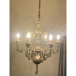 Lustre en laiton, ancien hollandais d’époque XIXem siècle 