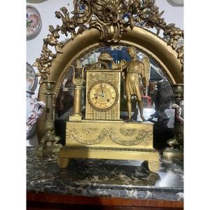 Empire-style Gilt Bronze Clock Depicting An Allegory Of The Sciences And Arts. 19th Century 