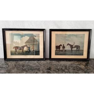 Paire de lithographie équestre époque XIXé 