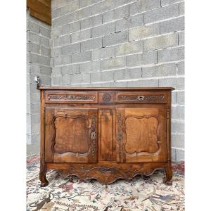 Louis XV Style Low Sideboard In Cherry Wood, 18th Century 