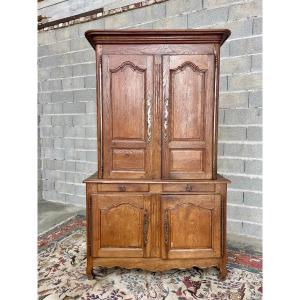 Buffet deux  corps louis XV en chêne d’époque XVIIIem siècle 