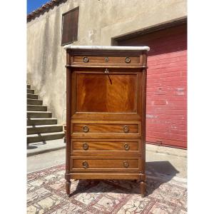 Secrétaire,, abattant Louis XVI, en acajou d’époque, 1900