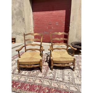 Pair Of Louis XV Period Walnut Armchairs, 1950