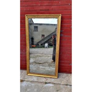 Grand miroir de cheminée Louis XVI en bois doré époque XVIIIé