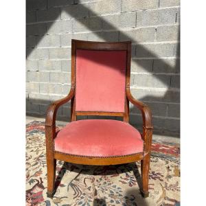 Fauteuil d’époque, empire en merisier, massif d’époque XIXe siècle
