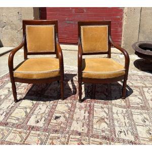 Paire de fauteuils d’époque, empire en acajou XIXe siècle