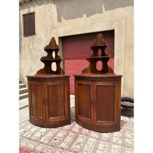 Paire  d’encoignures Galbees restauration époque XIXe siècle