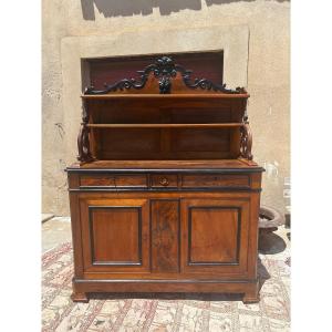 Mahogany Saint-hubert Sideboard, Flamed Finish, Napoleon III Style, 19th Century