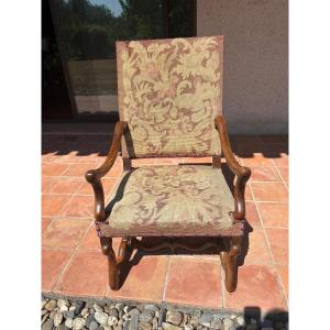 Fauteuil, Louis XIII, en noyer d’époque XVIIe siècle