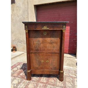 Secretary Desk, 19th-century Mahogany With Freestanding Columns