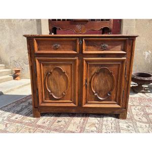 Provençal Sideboard, Regency Style In Walnut, Solid Wood, 18th-century
