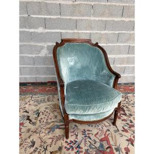 Bergère, Louis XVI, en noyer d’époque 18e siècle