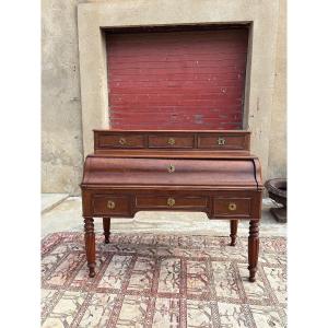 Bureau Secrétaire, à cylindre, napoléon III,  en acajou d’époque XIXe siècle