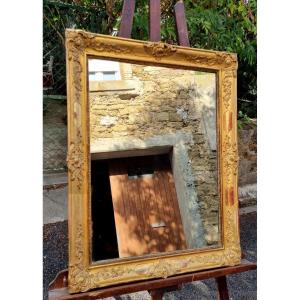 19th-century Louis XV-style Gilded Wooden Mirror 