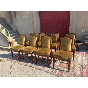 Set Of Eight Mahogany Chairs, Restored In The 19th Century