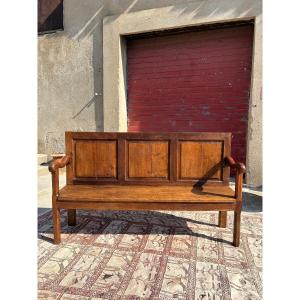 Banc, directoire en noyer d’époque XVIIIe siècle