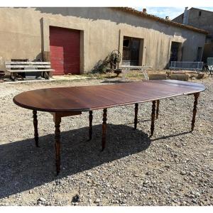 Table de salle à manger en acajou à 8 pieds, restauration des époques fin XIXe siècle