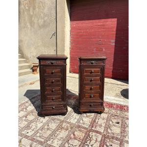 Pair Of Napoleon III-style Bedside Tables, Made Of Rosewood, From The 19th Century