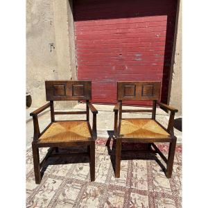 Paire de fauteuils, art. Déco, inspiration, espagnol. vers 1930.