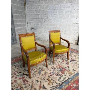 Paire de fauteuils empire en merisier d’époque XIXe siècle