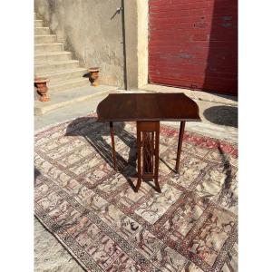 19th-century English Mahogany Folding Table And Folding Chair Set