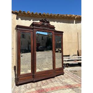 Armoire, de chambres, trois portes, Napoléon III, en palissandre d’époque XIXe siècle