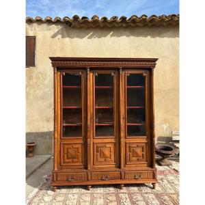 Bookcase, Walnut Display Cabinet, Napoleon III Style, 19th Century