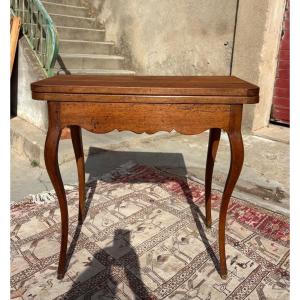 Louis XV-style Game Table, Made Of Walnut, Dating From The 18th Century
