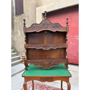 Provençal Shelf, Louis XV Style, Made Of Period Walnut, 1900