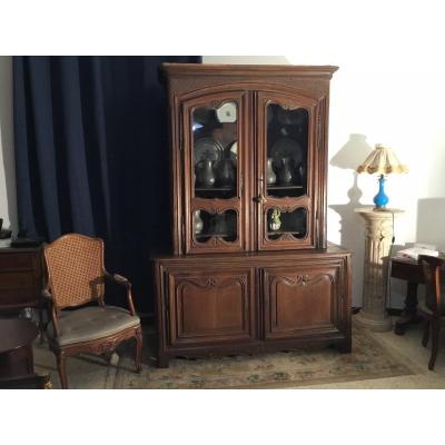 Buffet Deux Corps Régence Vitrine En Noyer époque XVIIIÉm 