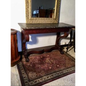 Console With Lion Claws And Crosses, Mahogany, Empire Period, Nineteenth.