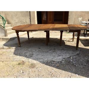 Round Restoration Table In Walnut 8 Feet 19th Century