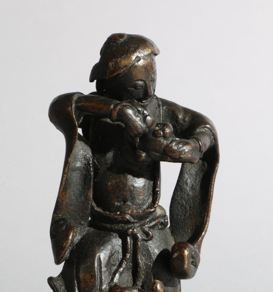 A Chinese Bronze Figure Of Liu Hai Late Ming-photo-3