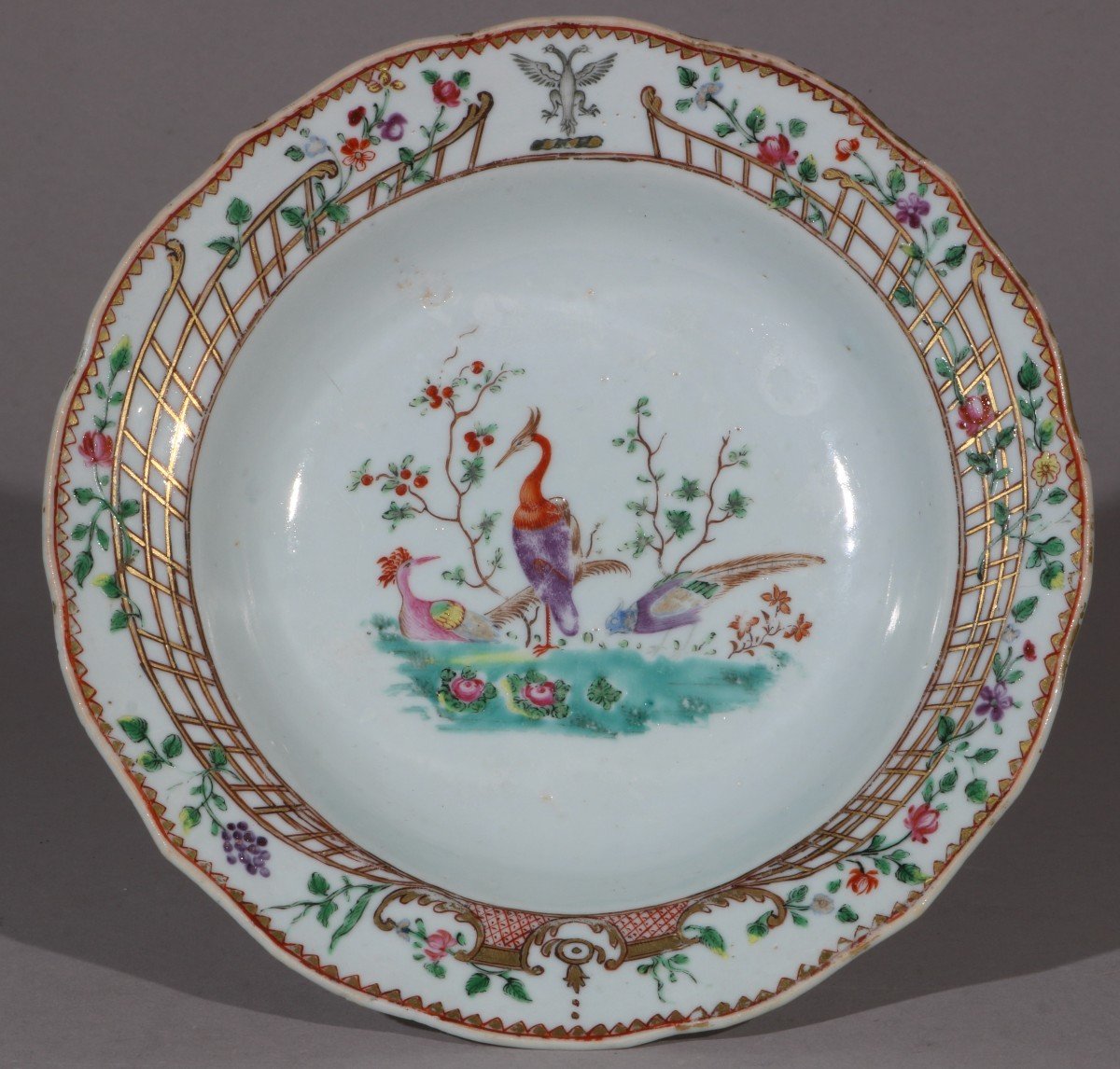 A Small Qianlong Famille Rose Armorial Dish 18thc