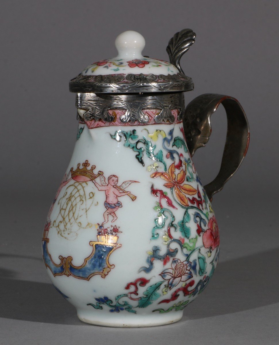 Famille Rose Silver Mounted Cream Pot And Cover Yongzheng-photo-2