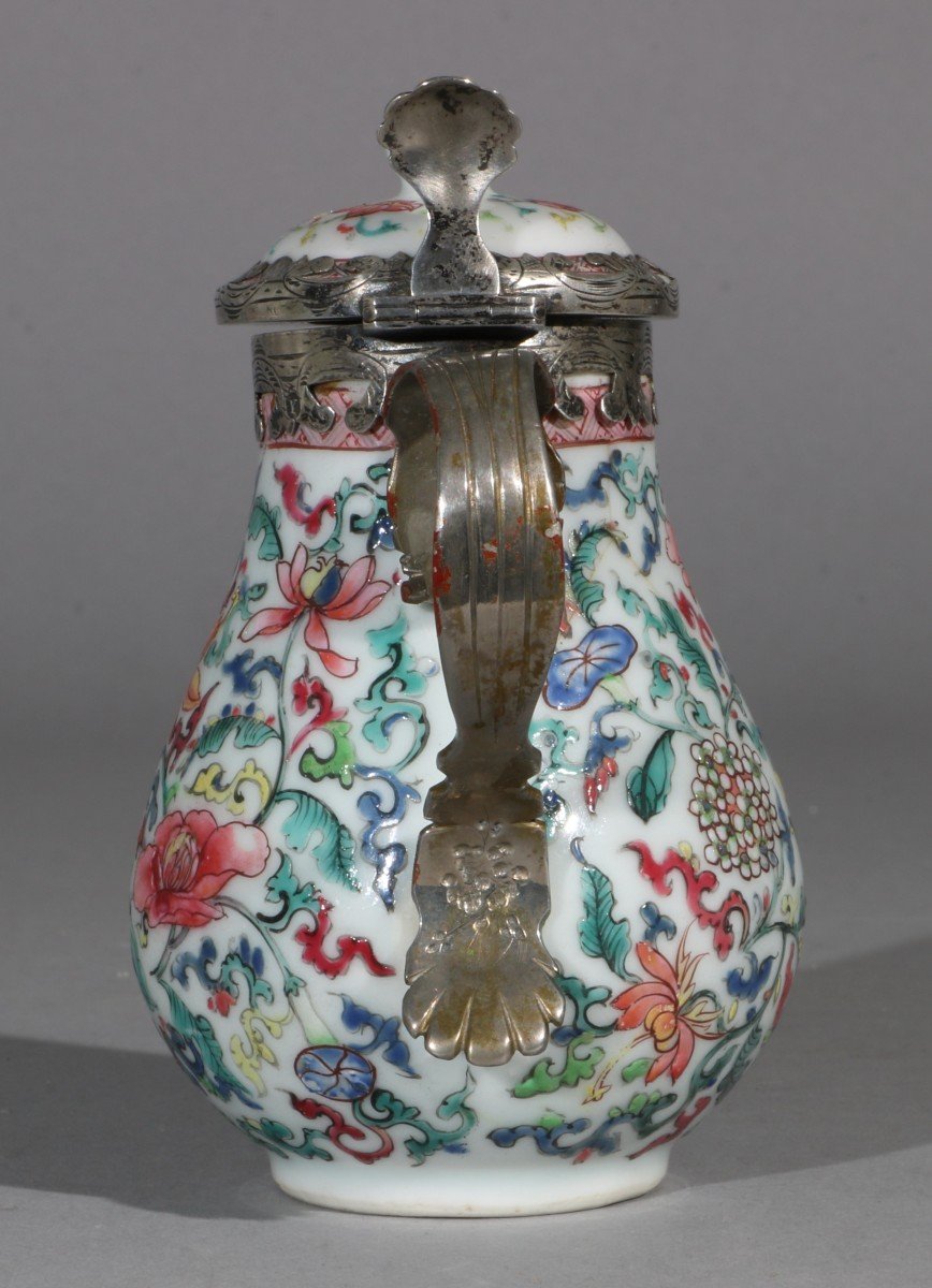 Famille Rose Silver Mounted Cream Pot And Cover Yongzheng-photo-1