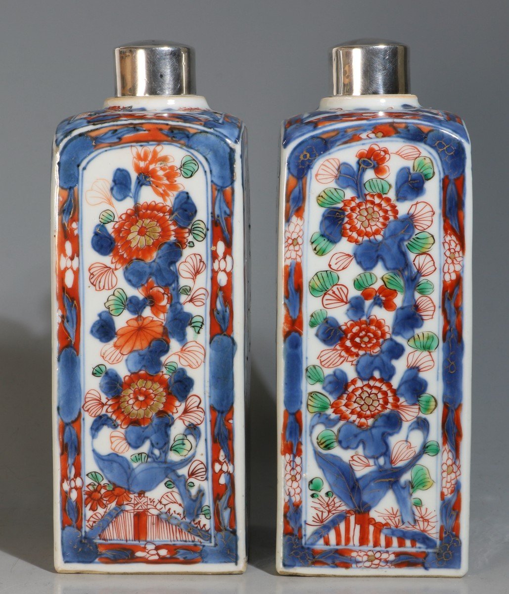 A Pair Of Verte Imari Gin Flasks Kangxi E18thc-photo-4