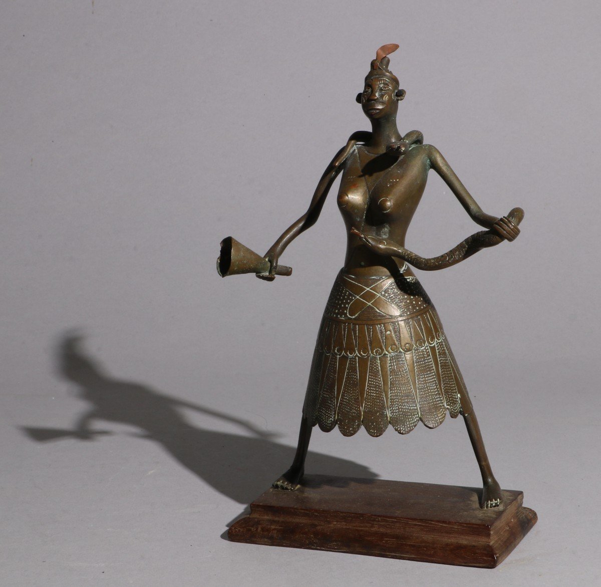 Belle Figurine Fon En Laiton Du Bénin, Debut XXe Siècle
