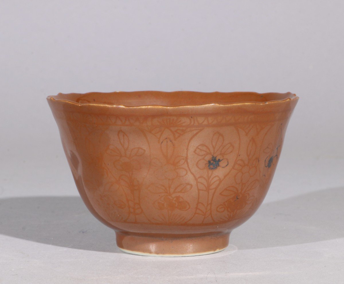 A Rare Cafe Au Lait Tea Bowl And Saucer Decorated With Silver Kangxi E18thc -photo-2