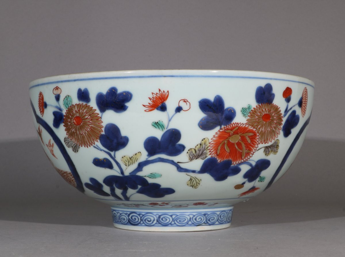 Grand Bol Polychrome Arita, Japon, Fin Du XVIIe Siècle-photo-4