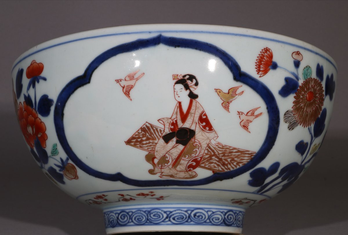 Grand Bol Polychrome Arita, Japon, Fin Du XVIIe Siècle-photo-5