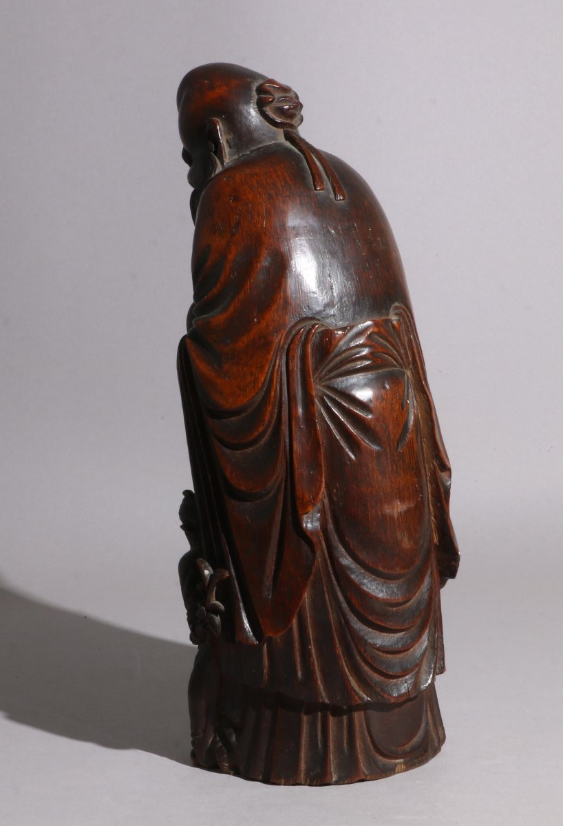 Une Sculpture en Bambou de Shoulao, Chinoise XIXe siècle-photo-1