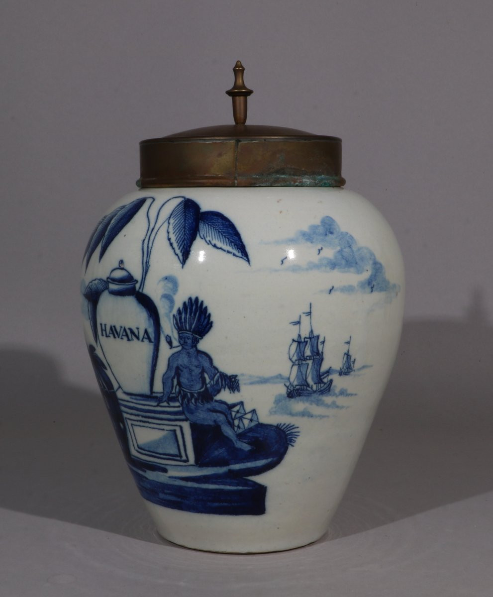 Dutch Tobacco Jar In Delft, 18th Century-photo-3