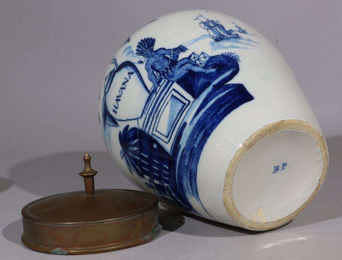 Dutch Tobacco Jar In Delft, 18th Century-photo-2
