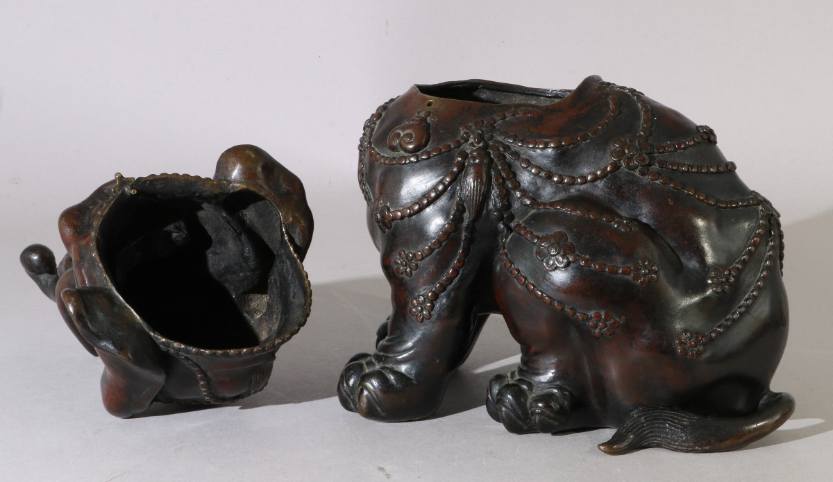 Bronze Elephant Incense Burner, Japan, 19th Century-photo-4