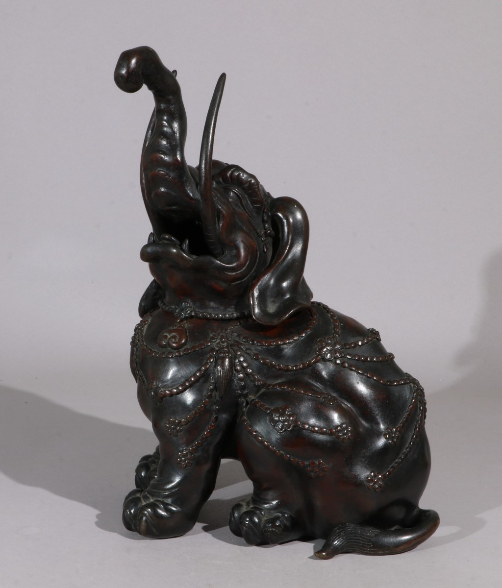 Bronze Elephant Incense Burner, Japan, 19th Century