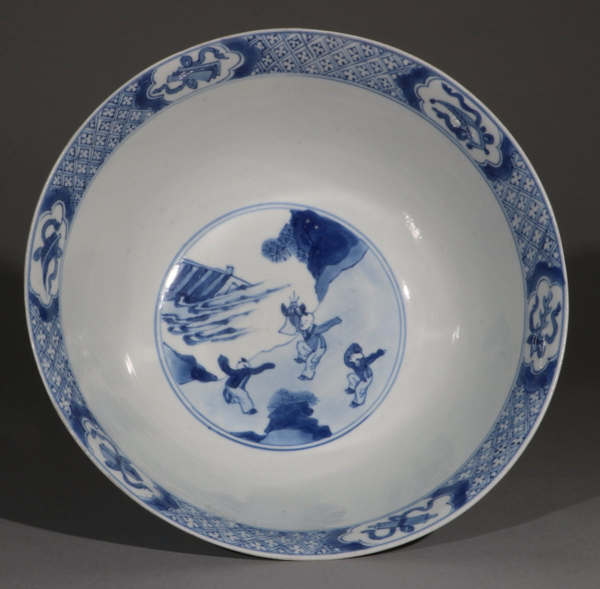 Chinese Blue And White Bowl "hundred Boys" Kangxi 17/18th Century-photo-7