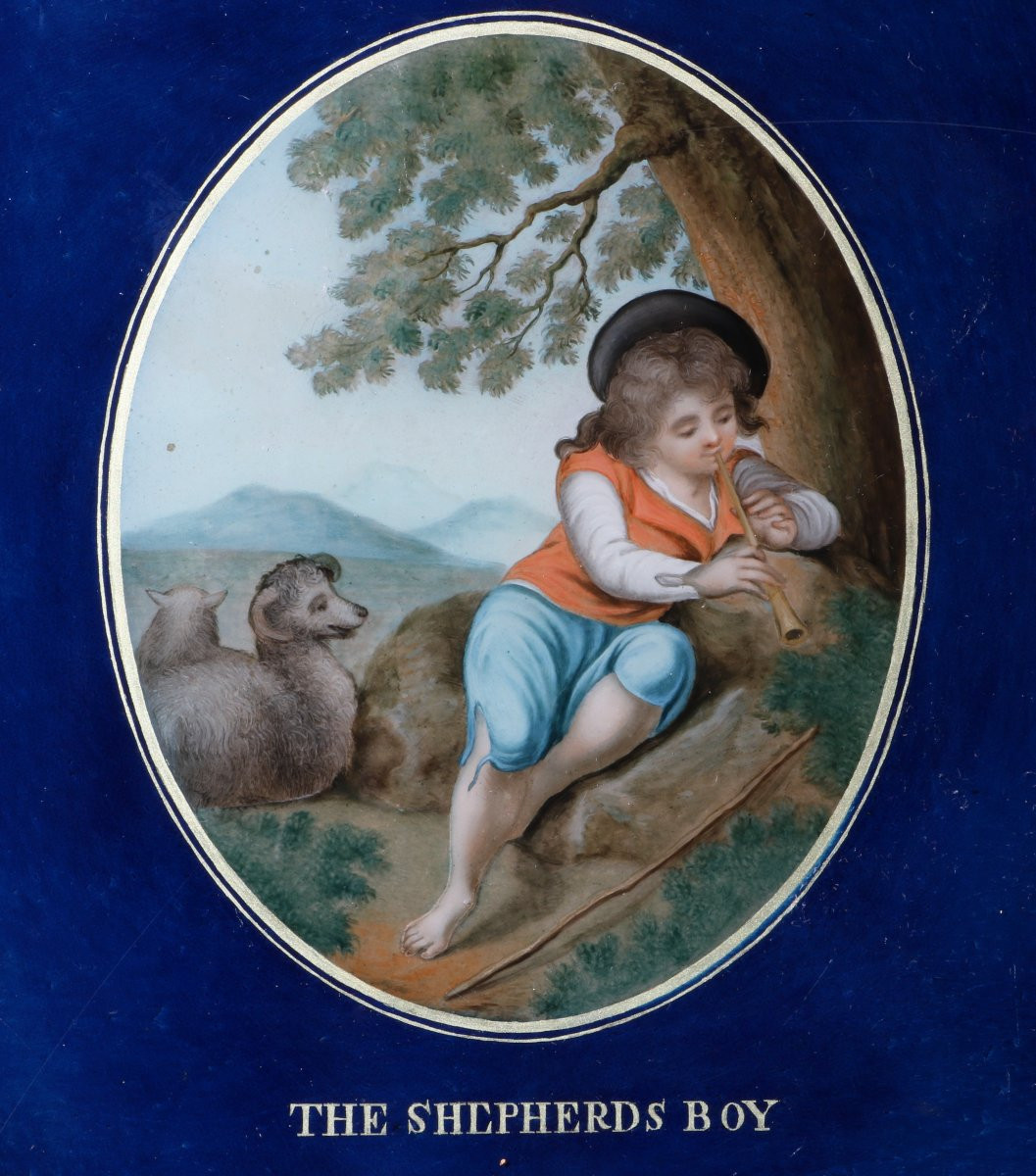 Chinese Export Reverse Glass Painting, Circa 1800-photo-3